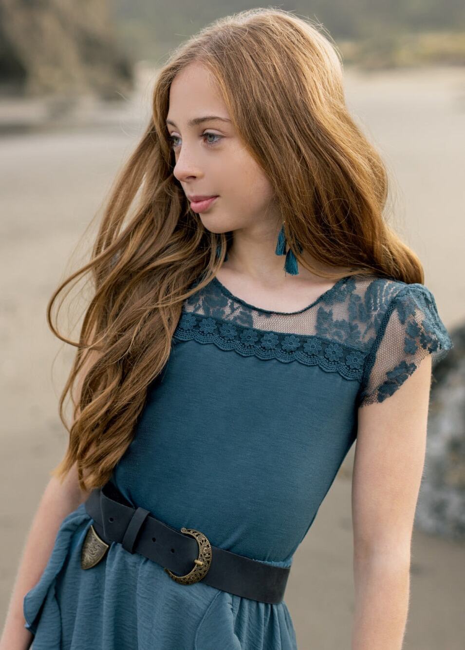 Joyfolie Mia Joy Zoella Top in Dark Teal Girl’s Size 8